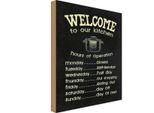 Vianmo Insegna In Legno 18X12 Cm Welcome To Our Kitchen Hours