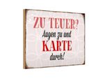 Vianmo Insegna In Legno 12X18 Cm Zu Teuer Augen Zu Karte Durch