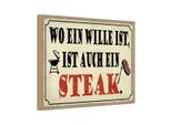 Vianmo Insegna In Legno 12X18 Cm Wo Ein Wille Ist Steak Grill