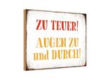 Vianmo Insegna In Legno 12X18 Cm Zu Teuer Augen Zu Und Durch