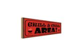 Vianmo Insegna In Legno 10X27 Cm Grill Chill Area Grillen