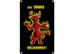 Vianmo Insegna Di Latta 30X20 Cm Alle SüNder Willkommen Teufel