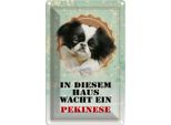 Vianmo Insegna Di Latta 18X12 Cm Hund In Diesem Haus Wacht Pekinese