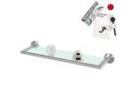 Bremermann Serie Bagno Piazza - Ripiano In Vetro Con Cornice Incl. Set Di Adesivi, Ripiano In Vetro, Ripiano Per Bagno In Vetro E Acciaio Inox, Opaco