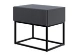 Selsey Veldio - Comodino Con Cassetto, Nero Con Struttura In Metallo, 50 Cm