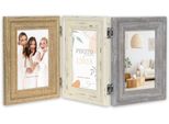 Zep Cornice Doppia Imperia 3 Foto 13X18 Cm 56X23,5 Cm Legno Naturale Bianco Grigio
