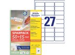 Avery Zweckform L4737REV-65 Avery Zweckform Etichette Universali, 63,5 X 29,6 Mm, 50+15 Fogli