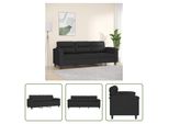 The Living Store Divano 3 Posti Nero 180 Cm In Tessuto Microfibra