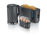 Arendo Frühstücks-Set in grau Wasserkocher / Toaster / Eierkocher
