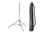 Treppiede Per Lampade Walimex Pro Heavy Duty In Acciaio Inox Con Capacità Di Carico Fino A 15 Kg, Stativo Per Luci Regolabile In Altezza Fino A 270 Cm, Stativo Per Flash A Molla Con Borsa E Adattatore Per Spigot Con Filettatura Da 1/4 E 3/8 Di Pollice