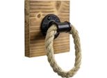 Portasciugamani In Tubo Industriale Con Corda Per Bagno | Anello Portasciugamani Rustico Con Piastra In Legno Rustico Marrone | Portasciugamani Da Parete | Portasciugamani Per Cucina