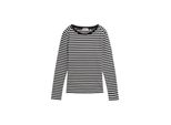 Tom Tailor Denim Damen Langarmshirt Mit Streifenmuster, Schwarz, Gestreift, Gr. L