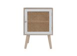 Comodino Rebecca Mobili Con 1 Anta In Legno Marrone E Rattan