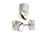 Paar Ohrstecker Jobo, Silber (Silber 925), Ohrringe, Damen, Silber 925 (Sterlingsilber), 925 Silber Bicolor Vergoldet Mit Zirkonia