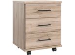 Rollcontainer Wimex "Home Desk", Braun (San Remo Eiche Nachbildung), B:46Cm H:58Cm T:40Cm, Holzwerkstoff, Rollwagen, Rollcontainer, Mit 3 Schubladen, 46Cm Breit, 58Cm Hoch