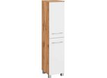 Midischrank Welltime "Soria", Weiß (Eichefarben, Weiß), B:30Cm H:135Cm T:35Cm, SchräNke, Midischrank