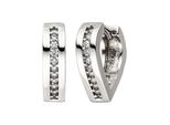 Paar Creolen Jobo, Silber (Silber 925, Weiß), Ohrringe, Damen, Silber 925 (Sterlingsilber), Spitz 925 Silber Mit 20 Zirkonia