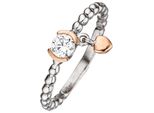 Fingerring Jobo Gr. 56, Silber (Silber 925), Fingerringe, Damen, 56, Silber 925 (Sterlingsilber), Fingerring, Herz 925 Silber Bicolor Mit Zirkonia