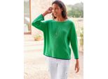 3/4 Arm-Pullover HEINE Pullover, Damen, Gr. 46, grün (grasgrün), 100% Baumwolle, unifarben, 3/4-Ärmel, Pullover
