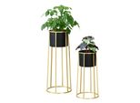 Supporto Per Vasi Da Fiori Portavaso Per Piante Decorazione Per Vasi Da Fiori 2 Pezzi Color Nero-Oro [It.Casa]