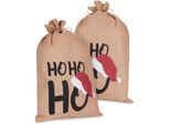 Brubaker Sacco Di Natale Ho Ho Ho - 80 Cm Sacco Per Regali Di Natale - Sacco Di Babbo Natale Sacco Di Iuta Con Corda, 2 Pezzi