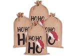 Brubaker Sacco Di Natale Ho Ho Ho - Sacco Regalo Di Natale Da 80 Cm - Sacco Di Babbo Natale In Iuta Con Corda, 4 Pezzi