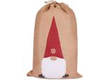 Brubaker Sacco Di Natale Gnomo - 80 Cm Sacco Regalo Di Natale - Sacco Di Babbo Natale Sacco Di Iuta, 1 Pezzo