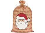 Brubaker Sacco Di Natale Di Babbo Natale - Sacco Da 80 Cm Per Regali Di Natale - Babbo Natale Ho Ho Ho - Sacco Di Babbo Natale In Iuta - Sacco Con Corda Per Regali