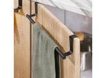 Set Di 3 Portasciugamani Sospesi | Portasciugamani Da Cucina Per Ante Di Armadietti | Portasciugamani Nero Senza Foratura | Appendiabiti Da Porta Come Barra, Salvaspazio Per Appendere Gli Strofinacci In Cucina 36Cm
