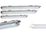 Apparecchio Impermeabile IP65, Apparecchio Con Diffusore A 2 Fiamme, 2X 9W Led Tubo 60Cm T8 900Lm Bianco Freddo (6500K), Plastica, Grigio, 66 X 9,6 X 5,8 Cm, Per Garage, Cantina, Officina, Applicazioni Esterne