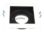 Faretto Da Incasso GU10 Cornice Da Incasso Orientabile A 25° 90X90Mm Foro Alluminio Incl. Attacco GU10 Per Lampadine Led Bianco/Nero Angolare