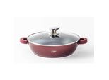 Padella Di Servizio Wok Padella Per Brasare/ Padella Bassa/ Padella Di Servizio Pentola Di Cottura A Induzione Ø24Cm Pentola In Alluminio Fuso Padella Manici In Silicone Borgogna
