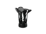 SchäFer Set Di Utensili Da Cucina Da 7 Pezzi Manici Ergonomici Posate Da Cucina Utensili Da Cucina Set Di Utensili Da Cucina Nero Metallizzato