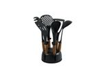 SchäFer Set Di Utensili Da Cucina Da 7 Pezzi Manici Ergonomici Posate Da Cucina Utensili Da Cucina Accessori Da Cucina Set Effetto Legno