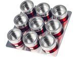Set Di 10 Barattoli Per Spezie In Acciaio Inox Metallizzato Portaspezie Sale Pepe Contenitore Per Spezie Da Cucina Rosso