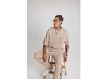 Tuta Sportiva Uomo Pantaloni Tempo Libero T-Shirt Tempo Libero Oversize M Beige