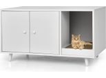 Costway Tavolino E Armadietto Per Gatti 2In1 Con Tiragraffi, Tavolino Con Lettiera, Casa Per Gatti, Lettiera Per Gatti In Legno 90X50X50Cm