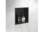 Nicchia A Muro Marwell Luca Nero 32 X 27 Cm - Mensola A Muro In Acciaio Inox Nero - Nicchia A Muro Doccia - Mensola Doccia Nera