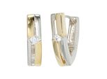 Paar Creolen Jobo, Silber (Silber 925), Ohrringe, Damen, Silber 925 (Sterlingsilber), 925 Silber Bicolor Vergoldet Mit Zirkonia
