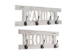Set Di Appendiabiti Da Parete 2 Pezzi HWC-C60 Home+Family Pannello Appendiabiti, Look Shabby Vintage ~ Bianco, Shabby
