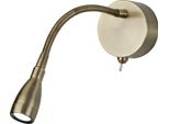 Applique A Led Con Braccio Flessibile In Ottone Antico 6500K Bianco Freddo Con Interruttore Luce Di Lettura