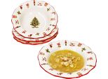 4X Maestro Natale Piatto Fondo 350Ml 4 Persone Piatto Pasta Natale