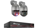 Techage 8CH Nvr Sistema Di Sorveglianza, 8MP Telecamere Ad Alta Risoluzione, Ai Rilevamento Umano, 8Ch Nvr 2PCS Cam 8MP, 1T