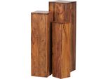 Wohnling Tavolini In Legno Massiccio Sheesham Set Di 3 Colonne ; WL1.566