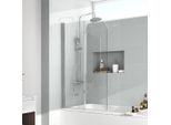 Emke Cabina Doccia 100X140Cm Schermo Pieghevole Per Vasca Da Bagno Schermo Doccia In Vetro Nano 6Mm Easy Clean
