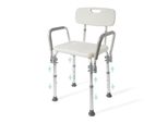 Emke Sgabello Da Doccia Con Bracciolo E Schienale Sgabello Da Doccia, Sgabello Da Bagno Regolabile In Altezza In 6 Posizioni Sedile Da Bagno Antiscivolo Gambe In Alluminio
