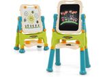 Lavagna Per Bambini Costway Bifacciale, Regolabile In Altezza, Lavagna Magnetica Per Bambini Da 2 Anni, Verde, Blu