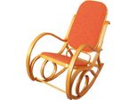 Sedia A Dondolo M41, Poltrona Girevole Poltrona Tv, Legno Massiccio ~ Aspetto Quercia, Tessuto/Tessuto Arancione