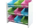 Scaffale Colorato Per Bambini Scaffale Per Bambini, Legno, 9 Ripiani, Con Scatole
