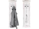 Set Di 2 Appendiabiti T33, Appendiabiti Da Parete, Pannello Appendiabiti, Ganci Da Parete In Legno 109X28X4Cm ~ Bianco Shabby